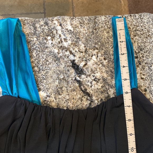 Love Tease Slip Dress in Black & Teal with a Tribal Like print on bottom. Size M - Picture 5 of 10